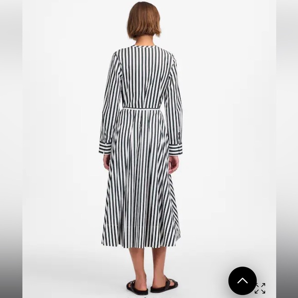 Madewell Petite Tie-Waist Midi Shirtdress in Deep Forest Stripe - Picture 4 of 9